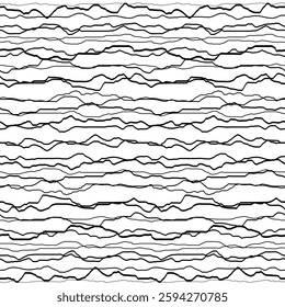 Horizontal curved lines, hand drawing, minimalistic vector background, seamless pattern
