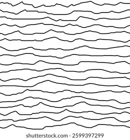 Horizontal curved lines, hand drawing, minimalistic vector background, seamless pattern