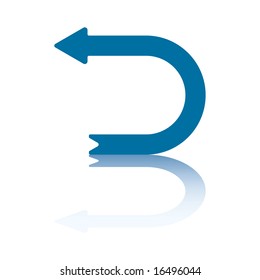 Horizontal D Shaped Arrow With Reflection on Bottom Plane Pointing Right Pointing Left