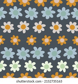 Horizontal daisy chain natural muted colors. relaxing cute surface pattern design.