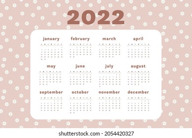horizontal daisy pattern full 2022 calendar