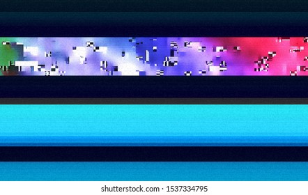Horizontal damage to the video signal of the computer monitor screen. Digital noise. TV malfunction. Pixel Glitch Texture. Vector illustration.