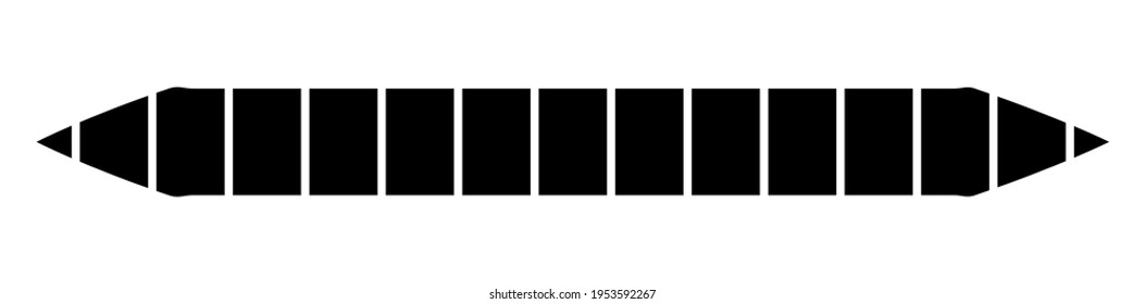 Horizontal dashed, segmented lines design shape element