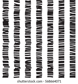 Horizontal dashes in vertical columns seamless pattern. Abstract wrapping texture in black and white colors. Vector eps8 illustration.