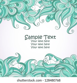 Horizontal decorative background with hand-drawn waves