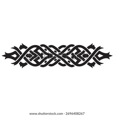 Horizontal Decorative Celtic Knot Border Divider Element Silhouette Vector Illustration Banner.