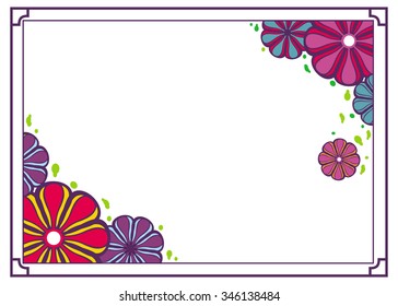 Horizontal decorative frame with flowers