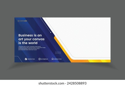 horizontal design business banner design. abstract background blue and yellow color