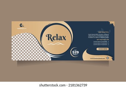 Horizontal design social media banner template for Facial Beauty Care Center promotion with modern color. Modern Vector design concept of professional Beauty Clinic, hair spa, cosmetic sale, etc