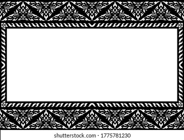 horizontal Design of Thailand flower square frame border for stencil invitation greeting printing and advertise with vintage concept