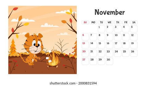 November 2022 Desktop Calendar Horizontal Desktop Calendar Page Template November Stock Vector (Royalty  Free) 2000831594