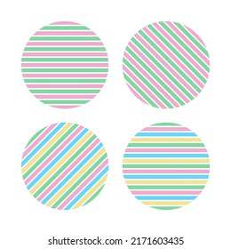 horizontal and diagonal colorful striped pattern circle template set,illustration,vector.