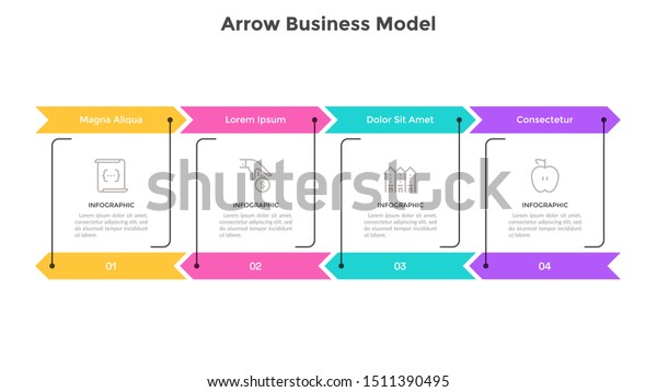 Horizontal Diagram 4 Arrows Concept Four Stock Vector Royalty Free