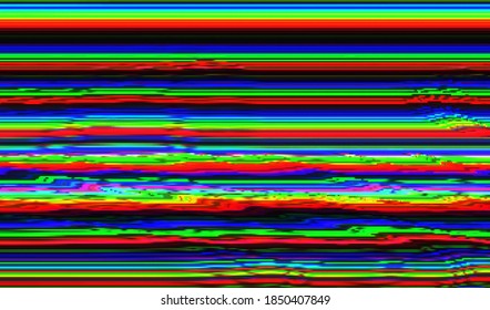 La distorsión horizontal es la interferencia de la transmisión televisiva. Imagen estática de una señal de vídeo rota. Resumen de la textura del brillo del píxel de fondo. Ilustración vectorial.