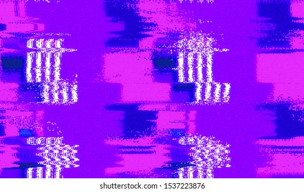 Horizontal distortion of the old video of the VHS player. Abstract pixel background glitch texture. Error playing media file. Damaged television broadcast. Vector illustration.