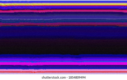 Horizontal distortion of a television broadcast. Digital pixel noise. Corrupted broken video signal. Abstract glitch texture background. Vector illustration.