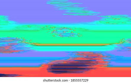 Horizontal distortion of a television broadcast. Digital pixel noise. Abstract glitch texture background. Vector illustration.