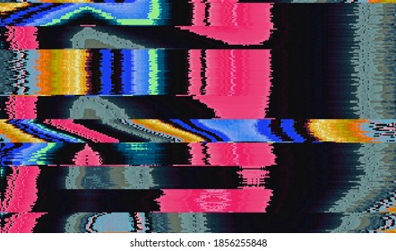 Horizontal distortion of a television broadcast. Digital pixel noise. Abstract glitch texture background. Vector illustration.