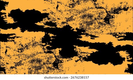 Horizontal distressed crack texture pattern with yellow and black grunge surface, abstract vintage wall design for retro overlays, posters, digital art, and textured backgrounds
