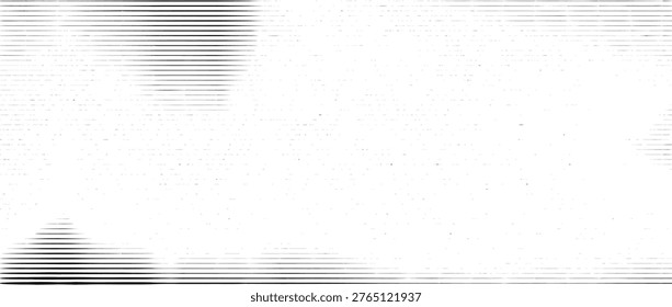Horizontal distressed line texture. Linear halftone scratch photocopy wallpaper. Black and white aged stripe pattern background. Damaged scan image concept backdrop. Vector old worn paper effect print