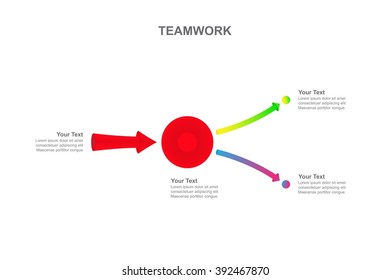 Horizontal diverging arrows with text fields on a white background. Vector Infographics