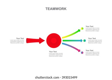 Horizontal diverging arrows with text fields on a white background. Vector Infographics