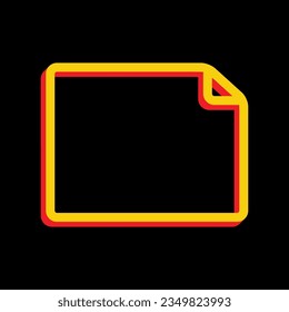 Horizontal document sign illustration. 3D Extruded Yellow Icon with Red Sides a Black background. Illustration.