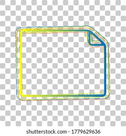 Horizontal document sign illustration. Blue to green gradient Icon with Four Roughen Contours on stylish transparent Background. Illustration.