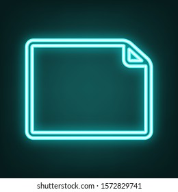 Horizontal document sign illustration. Cyan neon icon in the dark. Bluring. Luminescence. Illustration.