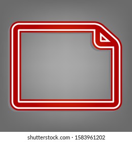 Horizontal document sign illustration. Flat red icon with linear white icon with gray shadow at grayish background. Illustration.