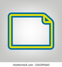 Horizontal document sign illustration. Icon in colors of Ukraine flag (yellow, blue) at gray Background. Illustration.