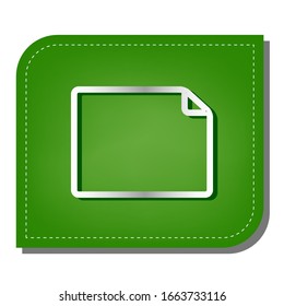 Horizontal document sign illustration. Silver gradient line icon with dark green shadow at ecological patched green leaf. Illustration.