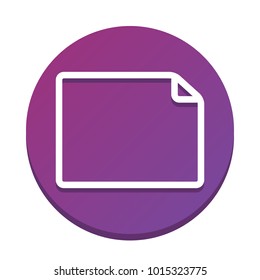 Horizontal document sign illustration. Vector. White icon with flat shadow on purpureus circle at white background. Isolated.
