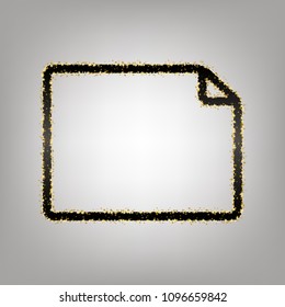 Horizontal document sign illustration. Vector. Blackish icon with golden stars at grayish background.