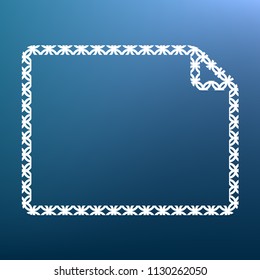 Horizontal document sign illustration. Vector. White textured icon at lapis lazuli gradient background.