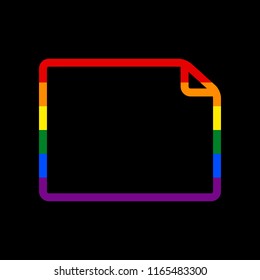 Horizontal document sign illustration. Vector. Icon with colors of LGBT flag at black background.