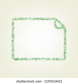Horizontal document sign illustration. Vector. Green hexagon rastered icon and noised opacity and size at light green background with central light.
