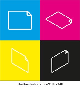 Horizontal document sign illustration. Vector. White icon with isometric projections on cyan, magenta, yellow and black backgrounds.