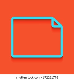 Horizontal document sign illustration. Vector. Blue icon with soft shadow putted down on flamingo background.