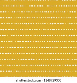 Horizontal dotted lines seamless vector background. White dots on gold background. Aabstract pattern design. Abstract geometric lines doodle background. Christmas, wedding, party, celebration, invite