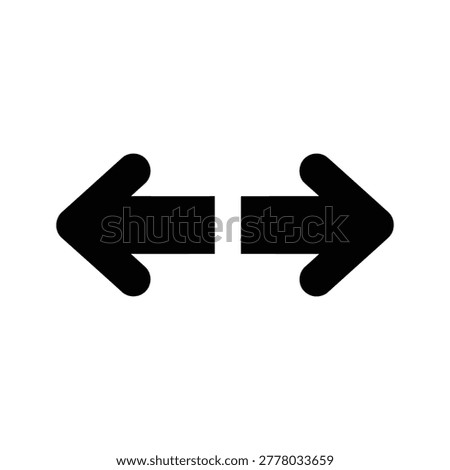 Horizontal double ended arrow icon with left and right directions, direction