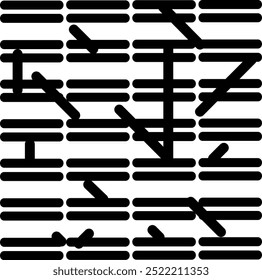 Horizontal double lines create texture, with stripes crossing over them in some places.
