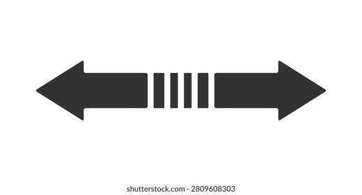 Horizontal doubleheaded arrow with segmented middle section, navigation icon
