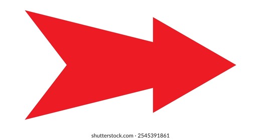 Horizontal dual long straight arrow signs. Red pointer, direction, position symbol and double arrow icon isolated on white background. Long two side arrow pointing vector.