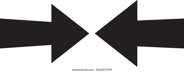 Horizontal dual long straight arrow signs. Red pointer, direction, position symbol and double arrow icon isolated on white background. Long two side arrow pointing vector.