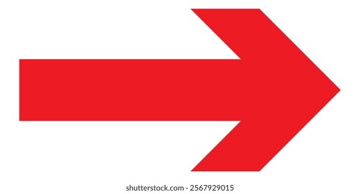 Horizontal dual long straight arrow signs. Red pointer, direction, position symbol and double arrow icon isolated on white background. Long two side arrow pointing vector.