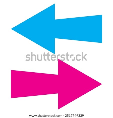 Horizontal dual long straight arrow signs. Red pointer, direction, position symbol and double arrow icon isolated on white background. Long two side arrow pointing vector.