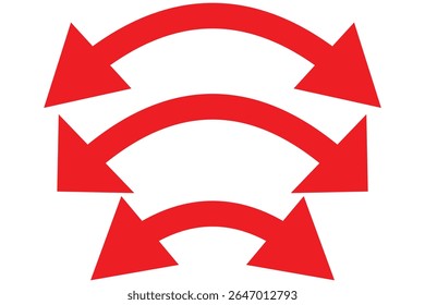 Horizontal dual side long arrow vector. Dual arrow sign. Dual semi circle arrow vector illustration. Semicircular curved thin long double ended arrow.