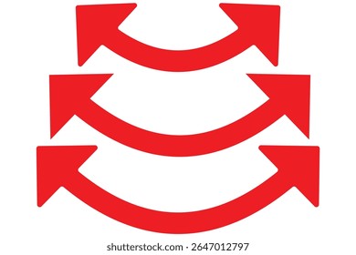 Horizontal dual side long arrow vector. Dual arrow sign. Dual semi circle arrow vector illustration. Semicircular curved thin long double ended arrow.