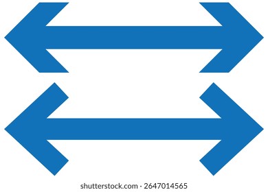 Horizontal dual side long straight arrow vector. Dual arrow sign. Dual arrow icon vector illustration on white background.